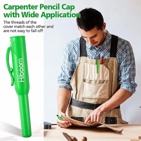 Hiboom Dunkive Carpenter Pencil Set with 12 Refills and Protective Cap, Long Nosed Deep Hole Construction Pencil Built in Sharpener for Carpenter Woodworking Marking Architect Project, Green in Saudi Arabia