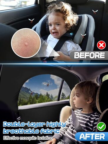 Mesh Car Window Shades - 4 Pack Side Full Window Screen Covers for Baby Camping Family Pet Privacy Protection When Parking, Breathable Sun Shade Fits Most Sedan SUV in Saudi Arabia