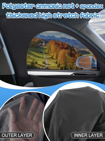 Mesh Car Window Shades - 4 Pack Side Full Window Screen Covers for Baby Camping Family Pet Privacy Protection When Parking, Breathable Sun Shade Fits Most Sedan SUV in Saudi Arabia