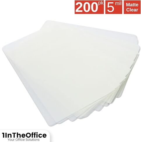 أكياس تغليف بطاقات العمل الحرارية 1InTheOffice، 5 مل، 3.75 بوصة × 2.25 بوصة، شفافة غير لامعة، (200/صندوق) in Saudi Arabia