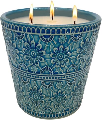 Delicate Porcelain Scented Candle, Natural Eucalyptus & Peppermint Essential Oils and Natural Soy Wax Aromatherapy Candle, Non-Toxic Smokeless Candle for Indoor, Patio, Backyard, Outdoor, Camping in Saudi Arabia