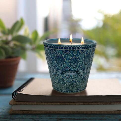 Delicate Porcelain Scented Candle, Natural Eucalyptus & Peppermint Essential Oils and Natural Soy Wax Aromatherapy Candle, Non-Toxic Smokeless Candle for Indoor, Patio, Backyard, Outdoor, Camping in Saudi Arabia