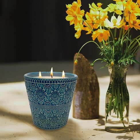 Delicate Porcelain Scented Candle, Natural Eucalyptus & Peppermint Essential Oils and Natural Soy Wax Aromatherapy Candle, Non-Toxic Smokeless Candle for Indoor, Patio, Backyard, Outdoor, Camping in Saudi Arabia