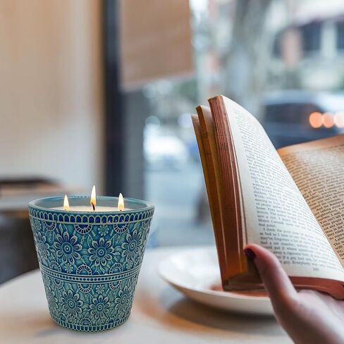 Delicate Porcelain Scented Candle, Natural Eucalyptus & Peppermint Essential Oils and Natural Soy Wax Aromatherapy Candle, Non-Toxic Smokeless Candle for Indoor, Patio, Backyard, Outdoor, Camping in Saudi Arabia