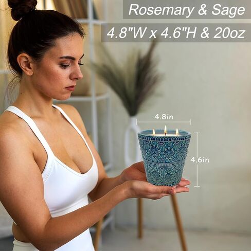 Delicate Porcelain Scented Candle, Natural Eucalyptus & Peppermint Essential Oils and Natural Soy Wax Aromatherapy Candle, Non-Toxic Smokeless Candle for Indoor, Patio, Backyard, Outdoor, Camping in Saudi Arabia