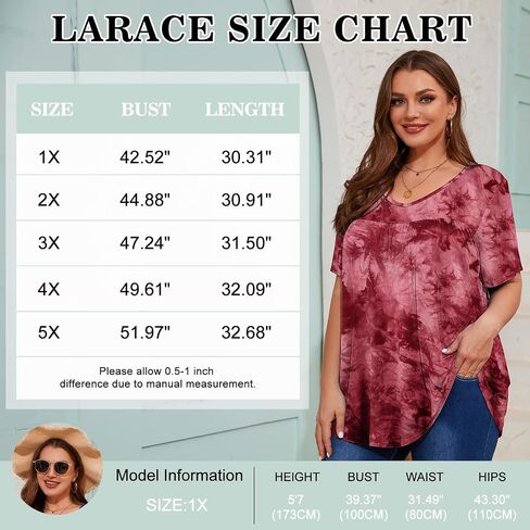 قمصان تونيك نسائية بمقاس كبير من LARACE، ملابس صيفية، قمصان قصيرة الأكمام، كاجوال برقبة على شكل حرف V، بلوزات تونيك مطوية in Saudi Arabia