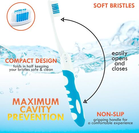 Lingito Travel Toothbrush, Folding Toothbrush Built in Cover, Travel Size Toothbrush for Hiking, Camping, Traveling, Portable Toothbrushes, Collapsible Travel Toothbrush Kit (3 Pack Soft-Multicolor) in Kuwait