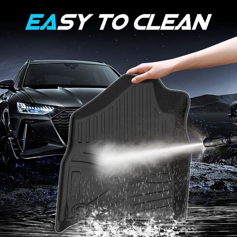 سجادات أرضية مخصصة لموديلات 2012-2018 Ram 1500 2500 3500، 2019-2023 Ram 1500 Classic Crew Cab، بطانة أرضية السيارة TPE لجميع الأحوال الجوية، مجموعة كاملة من الصف الأول والثاني الأمامي والخلفي - أسود، 3 قطع in Saudi Arabia