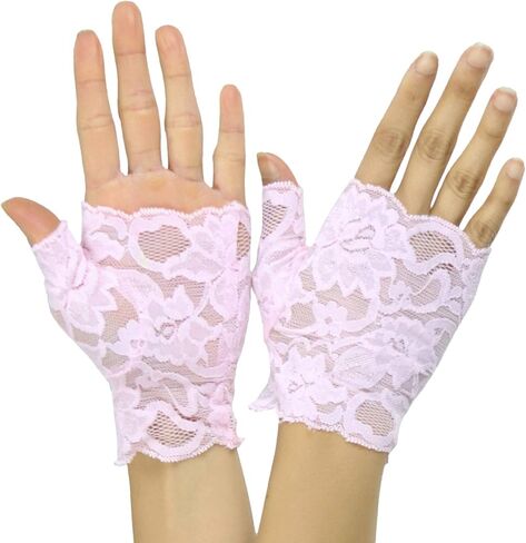 ToBeInStyle Women’s Elegant Delicate Colorful Lace Fingerless Wrist Gloves in Saudi Arabia