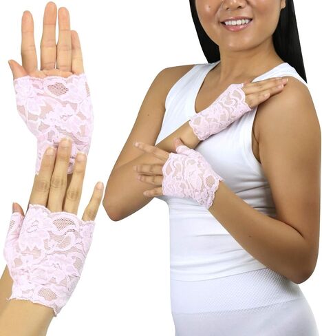 ToBeInStyle Women’s Elegant Delicate Colorful Lace Fingerless Wrist Gloves in Saudi Arabia