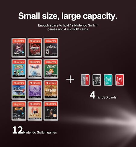 Dexnor Game Card Case for Nintendo Switch, OLED, Lite Games, Portable Shockproof Hard Shell Storage Protective Case with 4 Foldable Layers & Carabiner & 12 Game Card Slots and 4 Micro SD Card Slots (Red) in Saudi Arabia