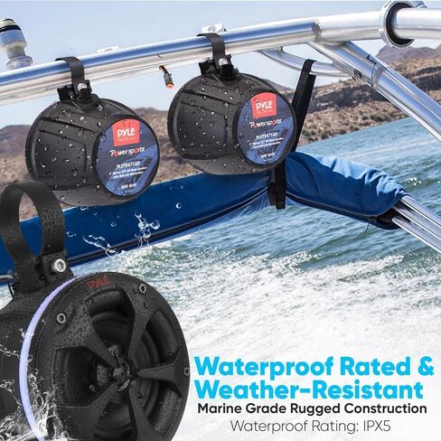 PyleUsa Waterproof Off-Road Speakers with Amplifier 4 Inch 800W 4-Channel Marine Grade Wakeboard Tower System w/ RGB Lights,Remote, Full Range Outdoor Audio Stereo Speaker for ATV,UTV,Quad, Jeep, Boat in Saudi Arabia