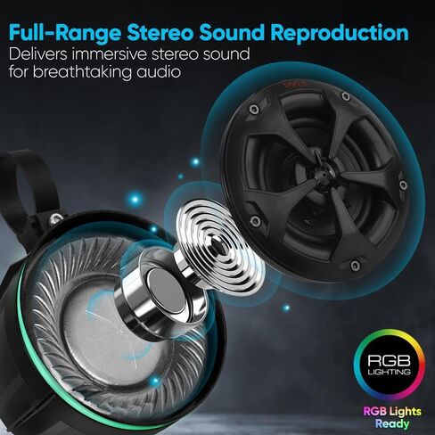 PyleUsa Waterproof Off-Road Speakers with Amplifier 4 Inch 800W 4-Channel Marine Grade Wakeboard Tower System w/ RGB Lights,Remote, Full Range Outdoor Audio Stereo Speaker for ATV,UTV,Quad, Jeep, Boat in Saudi Arabia