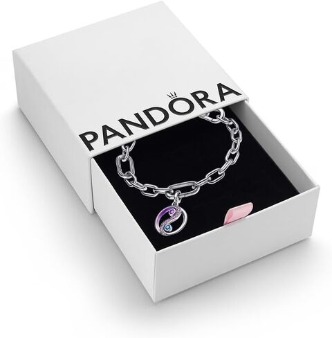 Pandora ME Balance Yin & Yang Bracelet Set - Sterling Silver Yin & Yang Medallion Charm In Purple And Blue and Link Chain Bracelet - Jewellery Set With Gift Box, 20 in Saudi Arabia