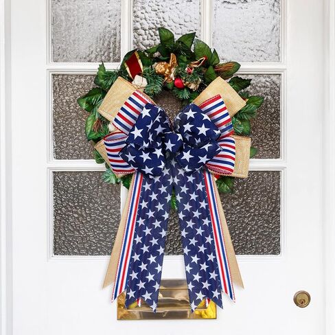 4 قطع من الأقواس الوطنية لإكليل الزهور، قوس مخطط بنجوم حمراء وبيضاء وزرقاء في الرابع من يوليو، إكليل العلم الأمريكي، يوم المحاربين القدامى، يوم العمل الكبير، قوس الهالوين لإمدادات ديكور السياج الجداري (نمط عتيق) in Kuwait