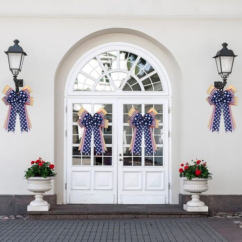 4 قطع من الأقواس الوطنية لإكليل الزهور، قوس مخطط بنجوم حمراء وبيضاء وزرقاء في الرابع من يوليو، إكليل العلم الأمريكي، يوم المحاربين القدامى، يوم العمل الكبير، قوس الهالوين لإمدادات ديكور السياج الجداري (نمط عتيق) in Kuwait