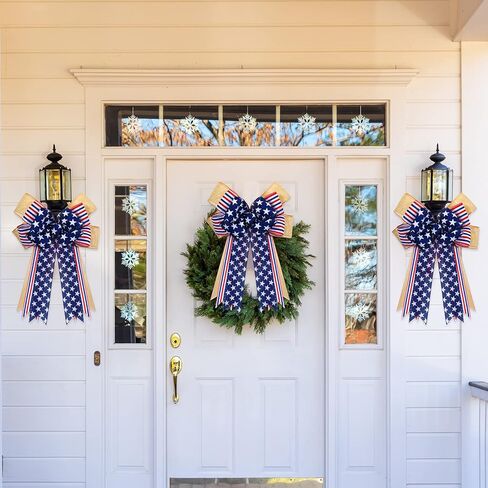 4 قطع من الأقواس الوطنية لإكليل الزهور، قوس مخطط بنجوم حمراء وبيضاء وزرقاء في الرابع من يوليو، إكليل العلم الأمريكي، يوم المحاربين القدامى، يوم العمل الكبير، قوس الهالوين لإمدادات ديكور السياج الجداري (نمط عتيق) in Kuwait