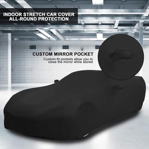 Car Cover Indoor Compatible with Corvette C8 Stingray, Z06, Z51 Corvettes 2020 2021 2022 2023 2024, Stretch Satin DustProof Protection Ultimate Custom Full Car Cover for Underground Garage Car Show in Saudi Arabia