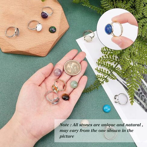 SUNNYCLUE 1 Box 30Pcs DIY 15 Sets Adjustable Finger Ring Blank Bases Synthetic Turquoise Cabochons Ring Settings for Jewelry Making Finger Ring Making Kit Brass Ring Blanks Adult Craft Silver Color in Saudi Arabia