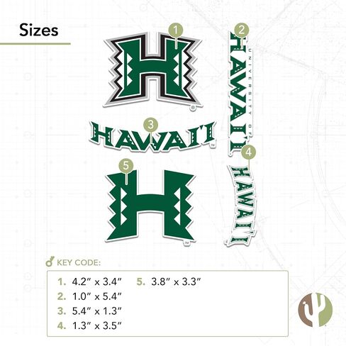Desert Cactus University of Hawaii Rainbow Warriors UH Full Sheet Stickers Vinyl Decals Laptop Water Bottle Car Scrapbook T2 (Type 2) in Saudi Arabia