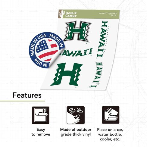 Desert Cactus University of Hawaii Rainbow Warriors UH Full Sheet Stickers Vinyl Decals Laptop Water Bottle Car Scrapbook T2 (Type 2) in Saudi Arabia