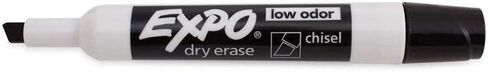 EXPO 80001 Low Odor Chisel Point Dry Erase Markers, Low Odor Alcohol-Based Ink, Designed for Whiteboards, and Glass, Black, 12 Units per Box, Pack of 12 Boxes, 144 Markers Total in Saudi Arabia