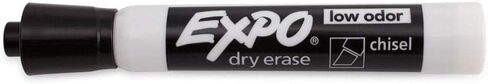 EXPO 80001 Low Odor Chisel Point Dry Erase Markers, Low Odor Alcohol-Based Ink, Designed for Whiteboards, and Glass, Black, 12 Units per Box, Pack of 12 Boxes, 144 Markers Total in Saudi Arabia