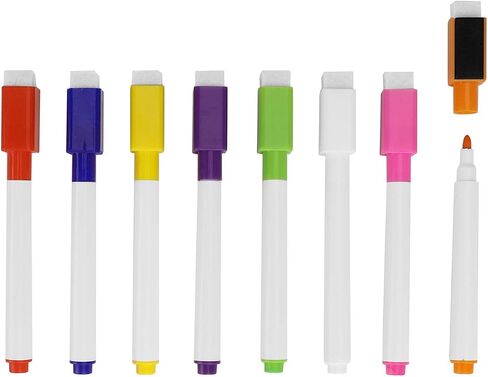 8pcs Wet Erase Colored Chalk Pen with Board Eraser,Non-Toxic Liquid Ink Marker,Magnetic Marker for Blackboard,Whiteboard,Fridge MessageBoard, Magnetic Skicker in Saudi Arabia