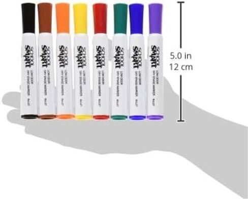 School Smart Dry Erase Markers - Bullet Tip - Pack of 8 - Assorted Colors, 0.79 H x 4 L x 6.38 W in Saudi Arabia