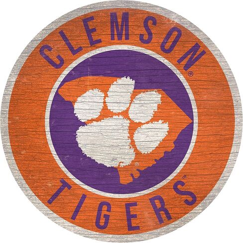 Fan Creations Clemson Tigers 12" Circle with State and Team Logo Wood Sign in Saudi Arabia