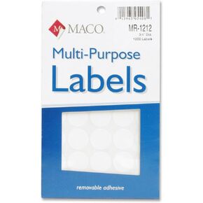 MACO Yellow Round Color Coding Labels, 3/4 Inches in Diameter, 1000 Per Box (MR1212-4)
