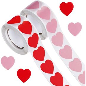 1000 Pieces Heart Stickers Red Pink Heart Shaped Sticker Labels Valentine's Love Decorative Stickers for Valentine's Day, Wedding, Mother‘s Day, Gifts Decoration