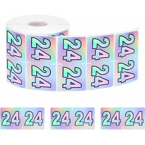 2024 Year Stickers Holographic File Folder Year Labels End Labels 3/4" x 1.5" Coded Colored Year Stickers Year File Labels Year Tabs for File Folders Organization Office Supplies 500 Pcs (Colorful)