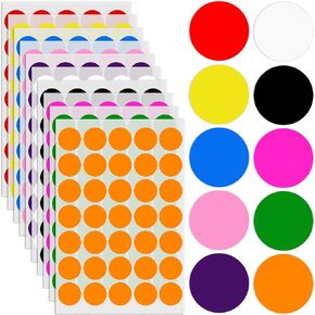 1050 PCS Colored Dot Stickers 1 Inch Removable Color Code Dot Sticker Color Coding Labels Round Circle Stickers Labels Blank Circle Dot Stickers for Market Yard Garage, 10 Colors