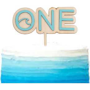 Wave Wood Cake Topper - The Big One Wave Birthday Themed Cake Topper,Summer Surf Cake Topper,Beach Themed Cake Topper (WAVE TOPPER)