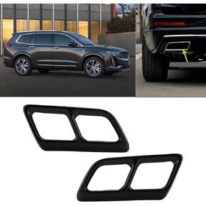 Qiilu 2pcs Stainless Steel Exterior Accessories Exhaust Muffler Tail Pipe Trim Cover Tail Throat Frame Replacement for XT6 2020‑21(Black)