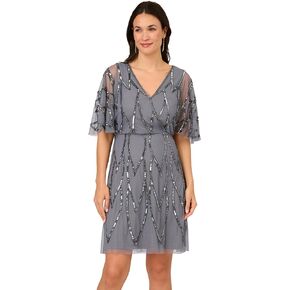 Adrianna Papell Women's Bead Mesh Wrap Dress