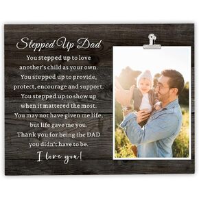 Stepped Up Dad Wood Picture Frame, Father's Day Gift for Stepdad from Daughter Son, Stepdad Christmas or Wedding Gift, Stepfather Birthday, Wood Decorations for Bonus Dad, Bonusfather Gift Ideas