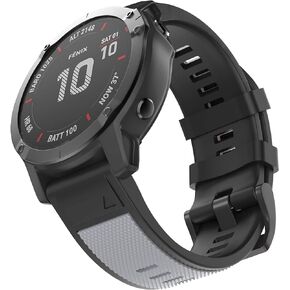 OVERSTEP Compatible with Fenix 5X Band, 26mm Easy-fit Sport Strap Silicone Watch Band Replacement for Garmin Fenix 5X Plus/Fenix 6X/ Fenix 6X Pro/Fenix 7X/ Fenix 3 HR Smartwatch (Grey)