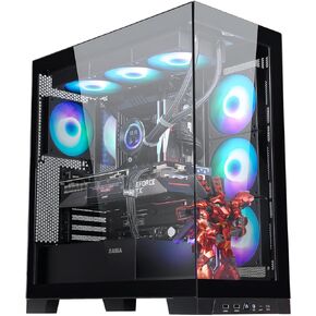 SAMA NEVIEW 4503 White Airflow Full Tower Case ATX PC Gaming Case زجاج مقسى مزدوج 4X12CM ARGB Fan مثبت مسبقًا USB3.0X2 Type C متضمن 360 مم دعم AIO في الأعلى