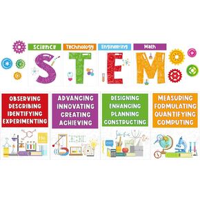 40 Pcs Stem Scientist Bulletin Board Set Stem Classroom Decorations Science Posters Gear Shaped Cutouts Teachers Banner Wall Decor for Pre School Elementary and Middle School Office Party Supplies