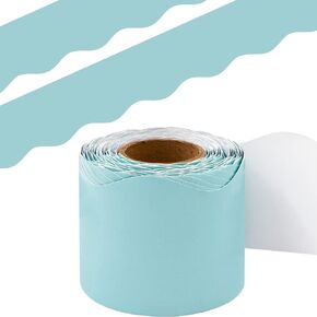 FANCY LAND Light Turquoise Bulletin Board Border Scalloped Border Trim for Classroom 52ft One Roll
