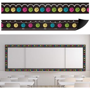 12Pieces Magnetic Chalkboard Classroom Bulletin Board Border Classroom Magnetic Border for Teachers Classroom Border Strips Classroom Decorations for Office Chalkboard Bulletin Board White Board Decor