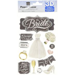 Paper House Productions STDM-0254E 3D Cardstock Stickers, The Bride (3-Pack)