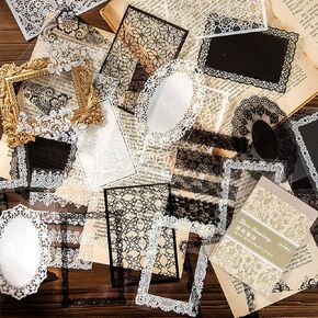 180 PCS Lace Scrapbook Stickers Vintage Scrapbooking Sticker Aesthetic Journal Journaling Decorative Washi Stickers Kit for Bullet Planners Art Collage Album