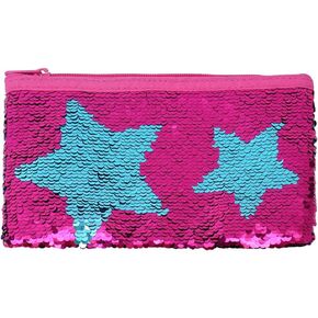 مقلمة لطيفة للفتيات والأطفال بتصميم حورية البحر ومزينة بالترتر وحامل قلم منظم مستحضرات التجميل وحقيبة محفظة للنساء (وردي فاقع) in Kuwait