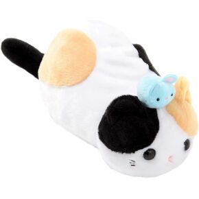 Kawaii Cute Cat Fluffy Plush Pencil Case Pen Bag Cartoon Make Up Cosmetic Bag (Black and white)