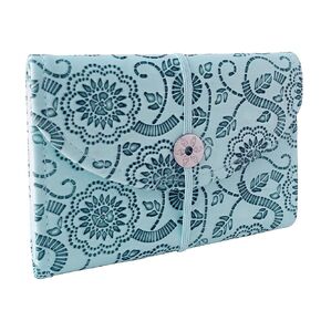 Faux Leather 13 pockets, 12 tabs Organizer, Photo, Recipe Organizer, Receipt Organizer, Sticker Organizer, Cash Organizer - Turquoise