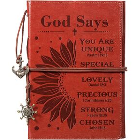 Yahenda Christian Leather Journal for Men Women Embossed Bible Verse Scripture Inspirational Notebook Brown PU Leather Flexcover Travel Journal,140 Page Refillable Lined Prayer Notebooks in Saudi Arabia