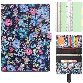 Wonderpool Refillable Spiral Journal 6 Ring Binder Notebook Writing Journal with Inner Pockets-College Lined Paper and Pattern Cover for School Work Travel and Organizer (A5, Color ink)